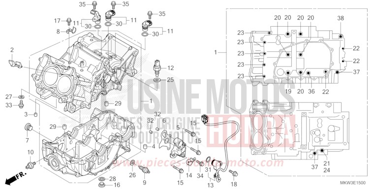 CARTER MOTEUR de NC750X "Méca" MAT BALLISTIC BLACK METALLIC (NHA86) de 2023